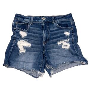 AEO Hi-Rise Shortie Distressed Denim Jean Cutoff Shorts size 6